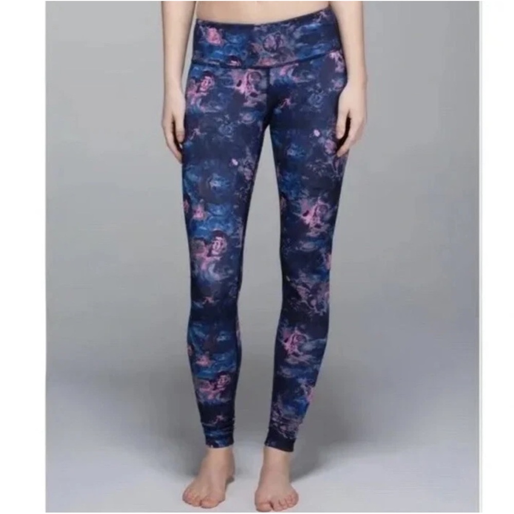 Lululemon Wunder Under Pant Size 6 Moody Mirage Bark Berry Deep Navy Leggings
